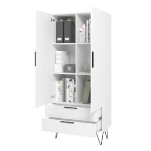 Manhattan Comfort Beekman 67.32 Tall Cabinet with 6 Shelves in White