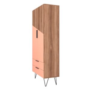 Manhattan Comfort Beekman 67.32 Tall Cabinet with 6 Shelves in Brown and Pink