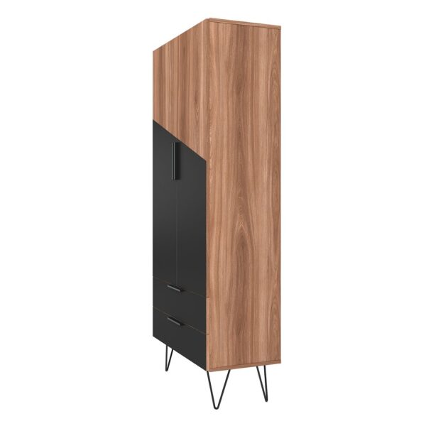 Manhattan Comfort Beekman 67.32 Tall Cabinet with 6 Shelves in Brown and Black