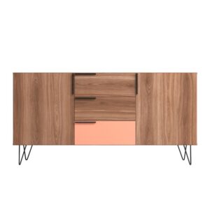 Manhattan Comfort Beekman 62.99 Sideboard with 4 Shelves in Brown and Pink