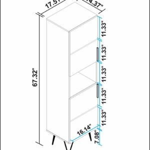 Manhattan Comfort Beekman 17.51 Narrow Bookcase Cabinet with 5 Shelves in White