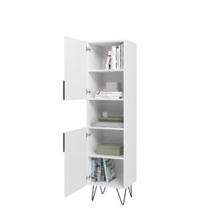 Manhattan Comfort Beekman 17.51 Narrow Bookcase Cabinet with 5 Shelves in White