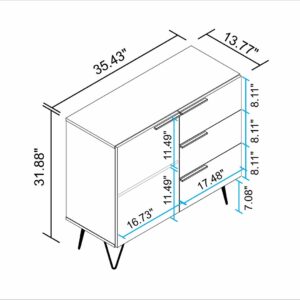 Manhattan Comfort Beekman 35.43 Dresser with 2 Shelves in White