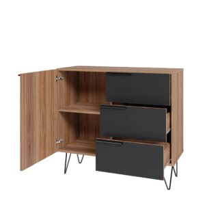 Manhattan Comfort Beekman 35.43 Dresser with 2 Shelves in Brown and Black