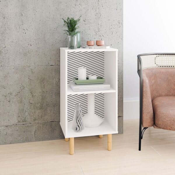 Manhattan Comfort Essex Nightstand with 2 Shelves in White and Zebra