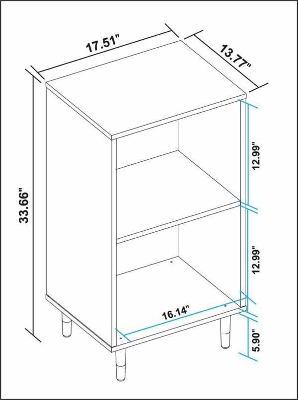 Manhattan Comfort Essex Nightstand with 2 Shelves in White and Zebra