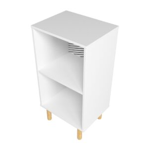 Manhattan Comfort Essex Nightstand with 2 Shelves in White and Zebra