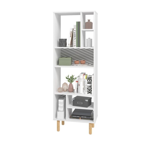 Manhattan Comfort Essex 60.23 D?cor Bookcase with 8 Shelves in White and Zebra