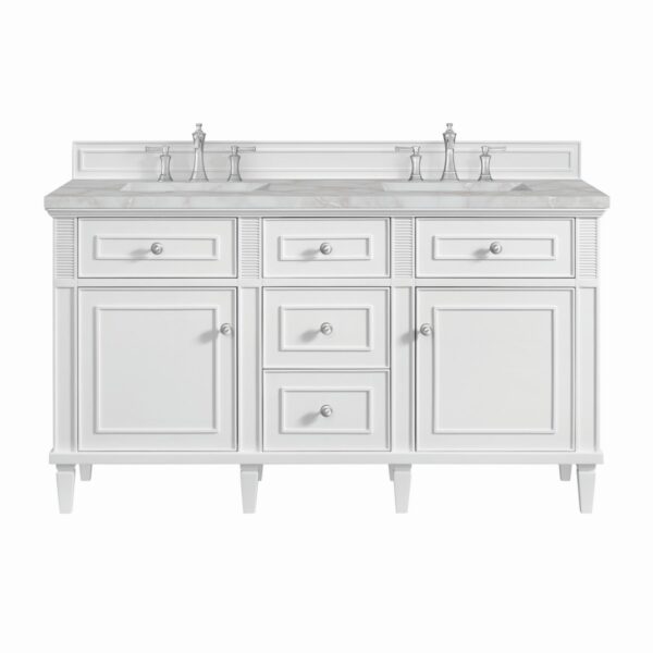 James Martin JM 424-V60D Lorelai 60 Inch Free-Standing Double Sink Bathroom Vanity with 3 CM Top