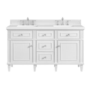 James Martin JM 424-V60D Lorelai 60 Inch Free-Standing Double Sink Bathroom Vanity with 3 CM Top