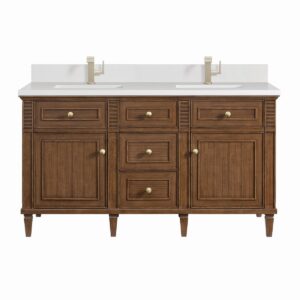 James Martin JM 424-V60D Lorelai 60 Inch Free-Standing Double Sink Bathroom Vanity with 3 CM Top