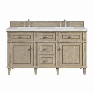 James Martin JM 424-V60D Lorelai 60 Inch Free-Standing Double Sink Bathroom Vanity with 3 CM Top