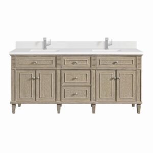 James Martin JM 424-V72 Lorelai 72 Inch Free-Standing Double Sink Bathroom Vanity with 3 CM Top