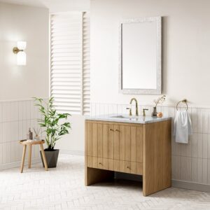 James Martin 435-V36-LNO-3AF Hudson 36 Inch Light Natural Oak Single Sink Vanity with 3 cm Arctic Fall Top