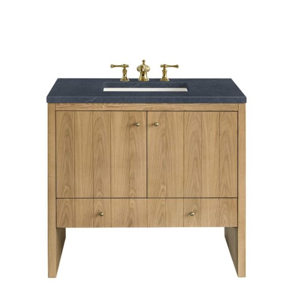 James Martin 435-V36-LNO-3CSP Hudson 36 Inch Light Natural Oak Single Sink Vanity with 3 cm Charcoal Soapstone Top