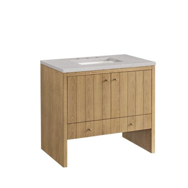 James Martin 435-V36-LNO-3ESR Hudson 36 Inch Light Natural Oak Single Sink Vanity with 3 cm Eternal Serena Top