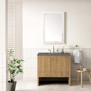 James Martin 435-V36-LNO-3GEX Hudson 36 Inch Light Natural Oak Single Sink Vanity with 3 cm Grey Expo Top