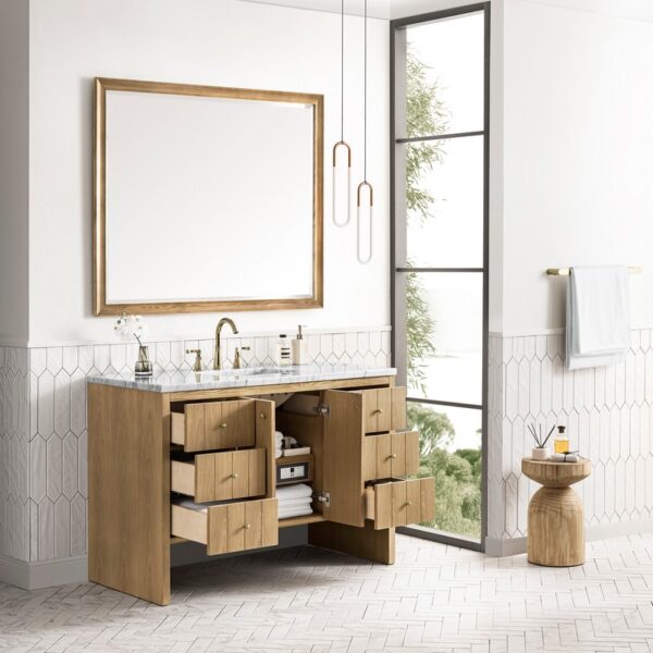 James Martin 435-V48-LNO-3AF Hudson 48 Inch Light Natural Oak Single Sink Vanity with 3 cm Arctic Fall Top