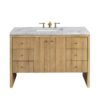 James Martin 435-V48-LNO-3CAR Hudson 48 Inch Light Natural Oak Single Sink Vanity with 3 cm Carrara Marble Top