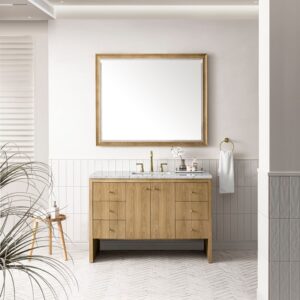 James Martin 435-V48-LNO-3CAR Hudson 48 Inch Light Natural Oak Single Sink Vanity with 3 cm Carrara Marble Top