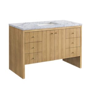 James Martin 435-V48-LNO-3CAR Hudson 48 Inch Light Natural Oak Single Sink Vanity with 3 cm Carrara Marble Top