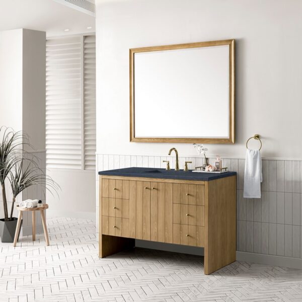 James Martin 435-V48-LNO-3CSP Hudson 48 Inch Light Natural Oak Single Sink Vanity with 3 cm Charcoal Soapstone Top