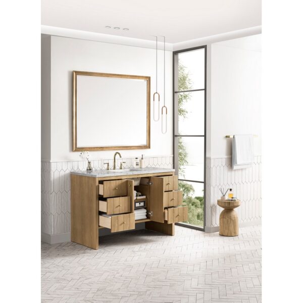 James Martin 435-V48-LNO-3EJP Hudson 48 Inch Light Natural Oak Single Sink Vanity with 3 cm Eternal Jasmine Pearl Top