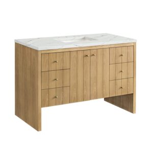 James Martin 435-V48-LNO-3ENC Hudson 48 Inch Light Natural Oak Single Sink Vanity with 3 cm Ethereal Noctis Top