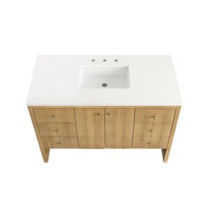 James Martin 435-V48-LNO-3WZ Hudson 48 Inch Single Vanity in Light Natural Oak with 3cm White Zeus Top