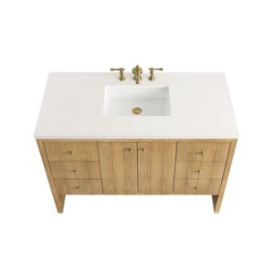 James Martin 435-V48-LNO-3WZ Hudson 48 Inch Single Vanity in Light Natural Oak with 3cm White Zeus Top