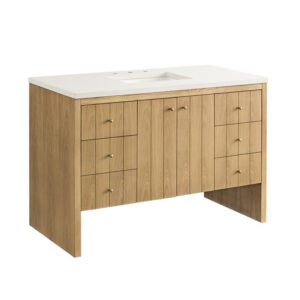 James Martin 435-V48-LNO-3WZ Hudson 48 Inch Single Vanity in Light Natural Oak with 3cm White Zeus Top