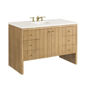 James Martin 435-V48-LNO-3WZ Hudson 48 Inch Single Vanity in Light Natural Oak with 3cm White Zeus Top