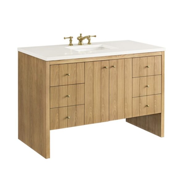 James Martin 435-V48-LNO-3WZ Hudson 48 Inch Single Vanity in Light Natural Oak with 3cm White Zeus Top