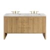 James Martin 435-V60D-LNO-3EJP Hudson 60 Inch Light Natural Oak Double Sink Vanity with 3 cm Eternal Jasmine Pearl Top