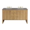 James Martin 435-V60D-LNO-3GEX Hudson 60 Inch Light Natural Oak Double Sink Vanity with 3 cm Grey Expo Top