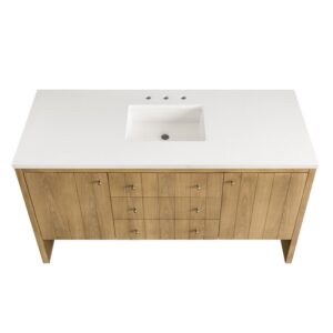 James Martin 435-V60S-LNO Hudson 59 7/8 Inch Light Natural Oak Single Sink Vanity Cabinet Only