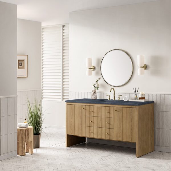 James Martin 435-V60S-LNO-3CSP Hudson 60 Inch Light Natural Oak Single Sink Vanity with 3 cm Charcoal Soapstone Top