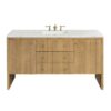 James Martin 435-V60S-LNO-3ENC Hudson 60 Inch Light Natural Oak Single Sink Vanity with 3 cm Ethereal Noctis Top