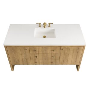 James Martin 435-V60S-LNO Hudson 59 7/8 Inch Light Natural Oak Single Sink Vanity Cabinet Only