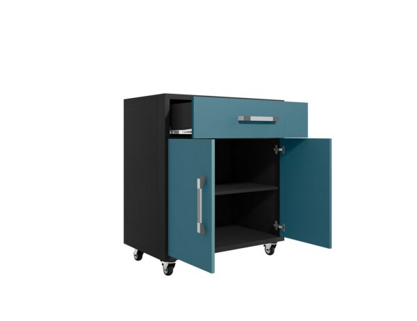 Manhattan Comfort Eiffel 5-Piece Garage Storage Set in Matte Black and Aqua Blue