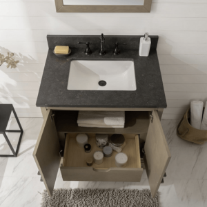 Legion Furniture WLF7040-30-AGO-BS 30 Inch Antique Gray Oak Vanity with Blue Limestone Top