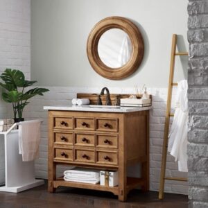 James Martin 500-V36-HON-3CAR Malibu 36 Inch Honey Alder Single Vanity with 3 cm Carrara Marble Top