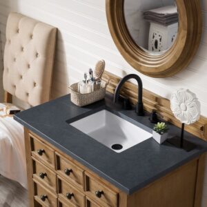 James Martin 500-V36-HON-3CSP Malibu 36 Inch Single Vanity Cabinet in Honey Alder with 3 cm Charcoal Soapstone Quartz Top with Sink