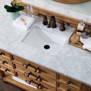 James Martin 500-V48-HON-3CAR Malibu 48 Inch Honey Alder Single Vanity with 3 cm Carrara Marble Top