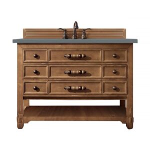 James Martin 500-V48-HON-3CBL Malibu 48 Inch Single Vanity Cabinet with Cala Blue Quartz Top - Honey Alder