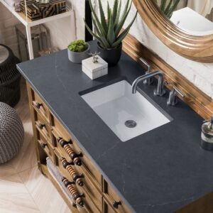 James Martin 500-V48-HON-3CSP Malibu 48 Inch Single Vanity Cabinet in Honey Alder with 3 cm Charcoal Soapstone Quartz Top with Sink