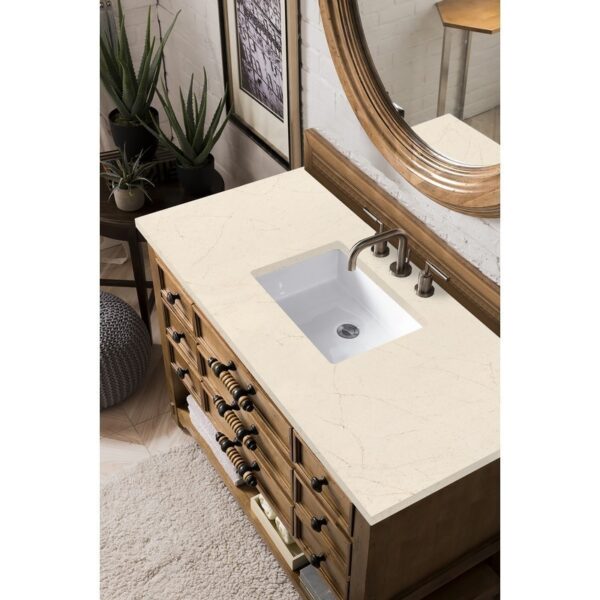 James Martin 500-V48-HON-3EMR Malibu 48 Inch Single Vanity Cabinet in Honey Alder with 3 CM Eternal Marfil Quartz Top