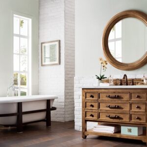 James Martin 500-V48-HON-3ENC Malibu 48 Inch Single Vanity Cabinet with Ethereal Noctis Quartz Top - Honey Alder