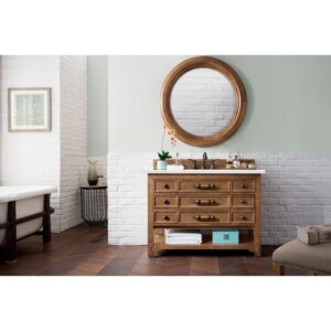 James Martin 500-V48-HON-3WZ Malibu 48 Inch Single Vanity in Honey Alder with 3cm White Zeus Quartz Top