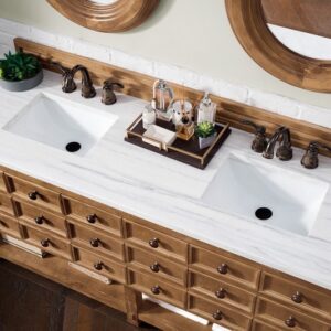 James Martin 500-V72-HON-3AF Malibu 72 Inch Honey Alder Double Vanity with 3 cm Arctic Fall Solid Surface Top